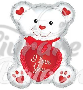 I Love You White & Red Bears Heart (LB-16020)
